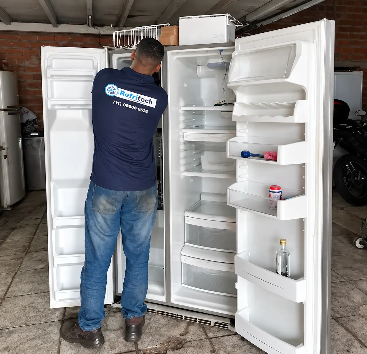 Correção de vazamento de gás em equipamento de refrigeração